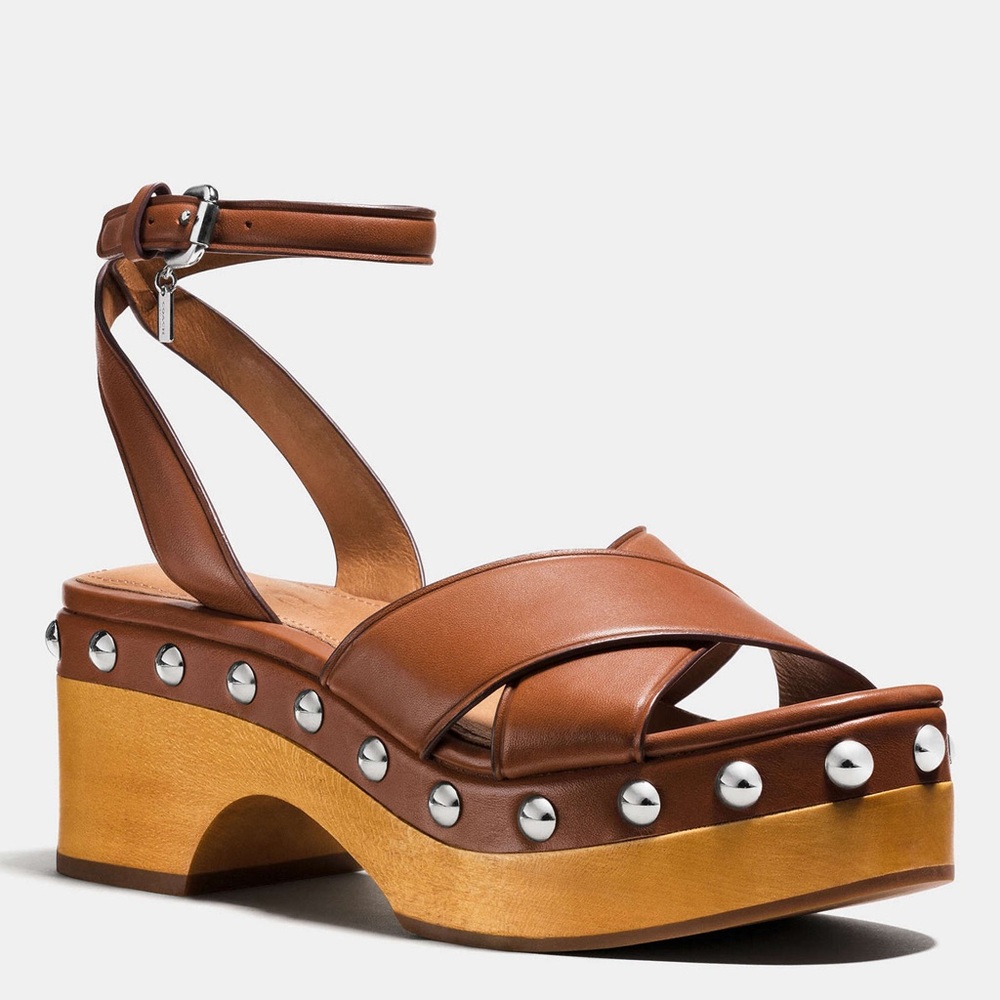 Coach Astor semi matte calf sandal clog 7B